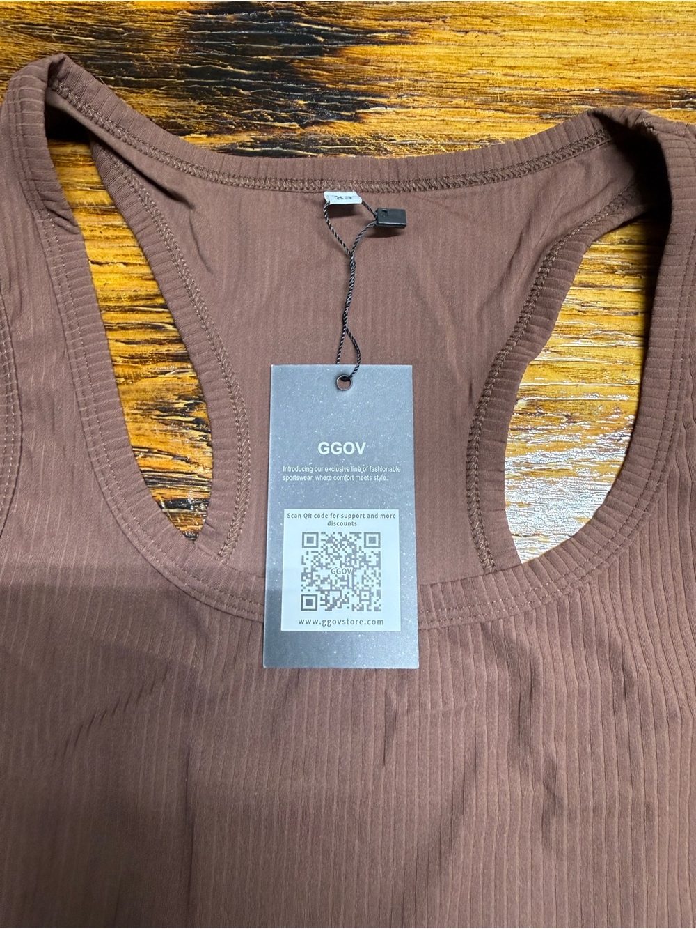 Brown Ribbed Racerback Tank Top - Picture 3 of 6